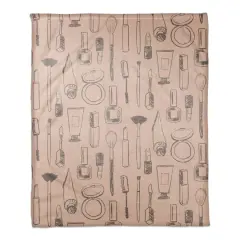 Makeup Icons Coral Fleece Blanket Gray/Pink