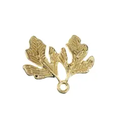 John Bead Beadwork Findings Gold Two Leaves Pendant, 6ct.