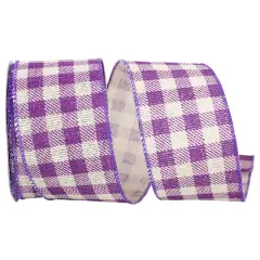 Reliant 2.5" x 10yd. Gingham Hopsack Twill Wired Ribbon Purple