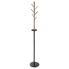 Honey Can Do 70" Brown & Black Freestanding Coat Rack with Tree Design & Accessory Tray