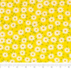 SINGER Daisies on Yellow Cotton Fabric