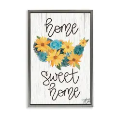 Stupell Industries Floral Americana Phrase Floater Framed Art Gray