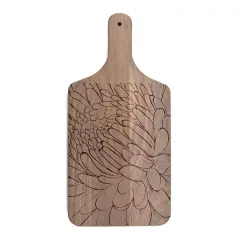 8" x 17" Floral Etching Walnut Paddle Cutting Board