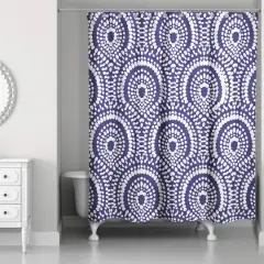 Fan Pattern Shower Curtain Navy