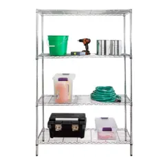 Honey Can Do 4-Tier Adjustable Shelving Unit Chrome