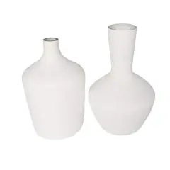 White Glass Textured Vase Set