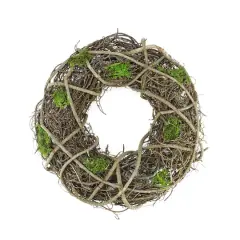 14" Spring Green Moss and Twig Wreath