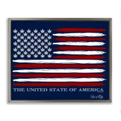 Stupell Industries Herb America Flag Floater Framed Art Gray