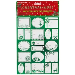 JAM Paper Green Foil Christmas Gift Tag Stickers