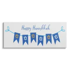 Stupell Industries Happy Hanukkah Star Of David Banner Canvas Wall Art
