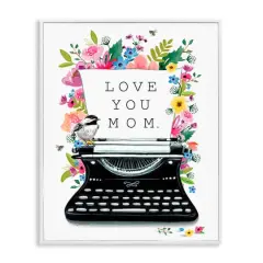Stupell Industries Love You Mom Typewriter Framed Giclee Art White