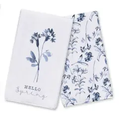 Hello Spring Blue Floral Tea Towel Set