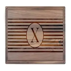 Stripe Monogram Walnut Cutting Board X