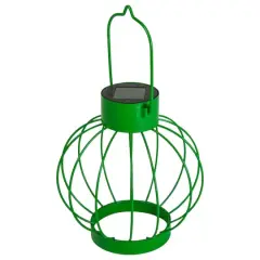 6.5" Outdoor Hanging LED Solar Lantern with Handle Green