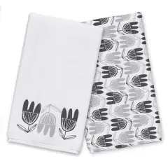 Mid Mod Gray Florals 16" x 25" Tea Towel Set of 2