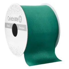 2.5" x 10yd. Satin Wired Ribbon by Celebrate It&reg; Classic Dark Green