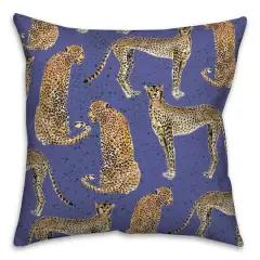 Cheetahs Indoor/Outdoor Throw Pillow Blue