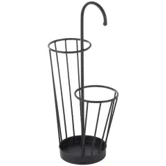 27" Metal Umbrella Stand with Handle Black