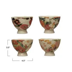 Hello Honey&reg; 4.5" Floral Print Stoneware Footed Bowl Set