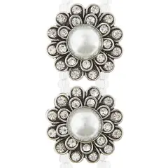 Silver Faux Pearl Flower Sliders, 25mm by Bead Landing&trade;