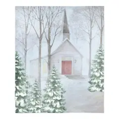 Snowy Church 50" x 60" Sherpa Fleece Blanket