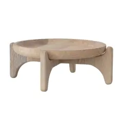 Hello Honey Round Wooden Platter with Stand, Natural