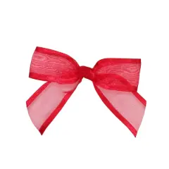 JAM Paper 7/8" Sheer Satin Edge Twist Tie Bows, 100ct. Red