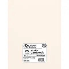 PA Paper&trade; Accents Muslin 8.5" x 11" 74lb. Cardstock, 25 Sheets French Vanilla