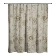 Sunflower Icons Shower Curtain Brown