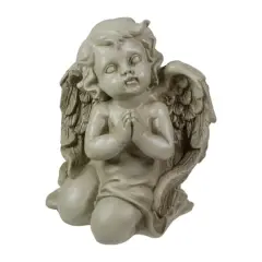 6" Weathered Praying Cherub Outdoor Garden Statue