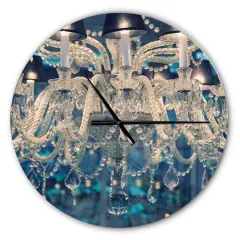 Designart Blue Vintage Crystal Chandelier Wall Clock