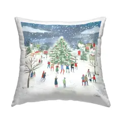 Stupell Industries Festive Town Holiday Snow Scene Pillow