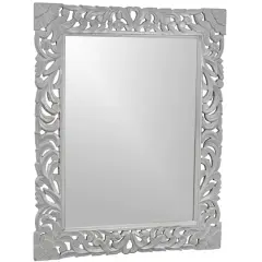 American Art D&eacute;cor&trade; 31.5" Gray Hand-Carved Wood Medallion Accent Wall Mirror