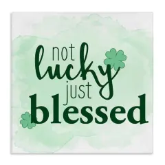 Stupell Industries Just Blessed Green Shamrocks Canvas Wall Art