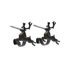 Original MantleClip&reg; Matte Black Reindeer Icons Stocking Holders, 2ct.
