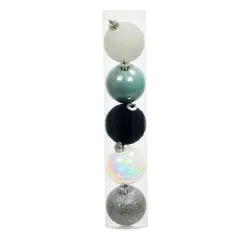 5 Pack 2.2" Blue & Silver Shatterproof Ball Ornaments by Ashland&reg;