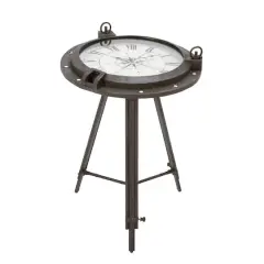24" Black Metal Industrial Standing Clock Accent