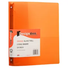 JAM Paper 0.75" Glass Twill Plastic 3-Ring Binder Orange