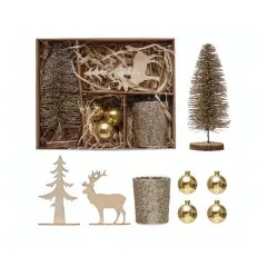 Hello Honey&reg; 8 Piece Gold Christmas Ornaments, Candle & Woodland Icons Candle Garden Kit