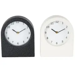 8.75" Textured Decorative Clock with Gold Accents Set