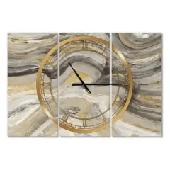 Designart Glam Gold Canion Modern 3 Panel Wall Clock