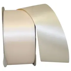 JAM Paper 2.5'' x 50yd. Double Face Satin Ribbon Ivory