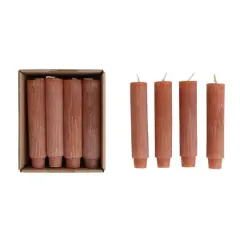 Hello Honey&reg; 5" Spice Powder Finish Unscented Pleated Taper Candles In Box Set, 12ct.
