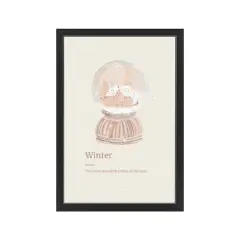 30" Snow Globe Winter Black Framed Print Wall Art