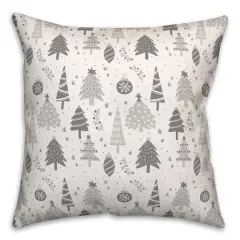 Gray Tree Ornament Pattern 18" x 18" Spun Poly Pillow