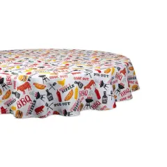 DII&reg; 60" Round BBQ Fun Print Outdoor Tablecloth with Zipper