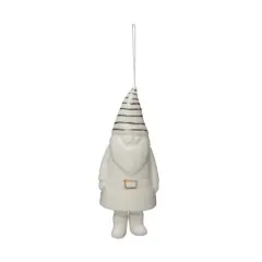Hello Honey&reg; 6" White Stoneware Gnome Bell with Gold Electroplating