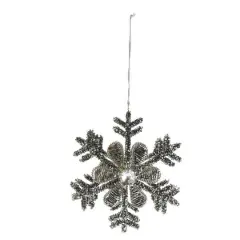 Hello Honey&reg; 5.5" Gunmetal Finish & Beaded Metal Snowflake Ornament