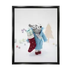 Stupell Industries Dalmatian Christmas Stocking Scene Framed Floater Canvas Wall Art Black