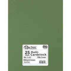 PA Paper&trade; Accents 8.5" x 11" 73lb. Textured Muslin Cardstock, 25 sheets Billiard Green